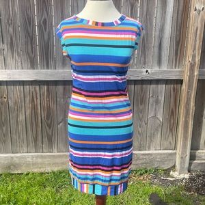 Trina Turk Jersey Knit Stripe Fitted Sleeveless Dress Women’s sz Small